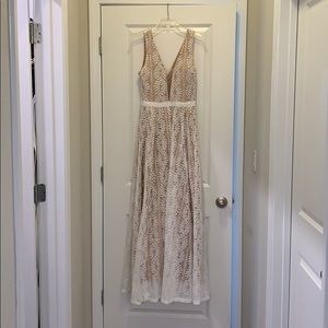 White lace maxi dress.